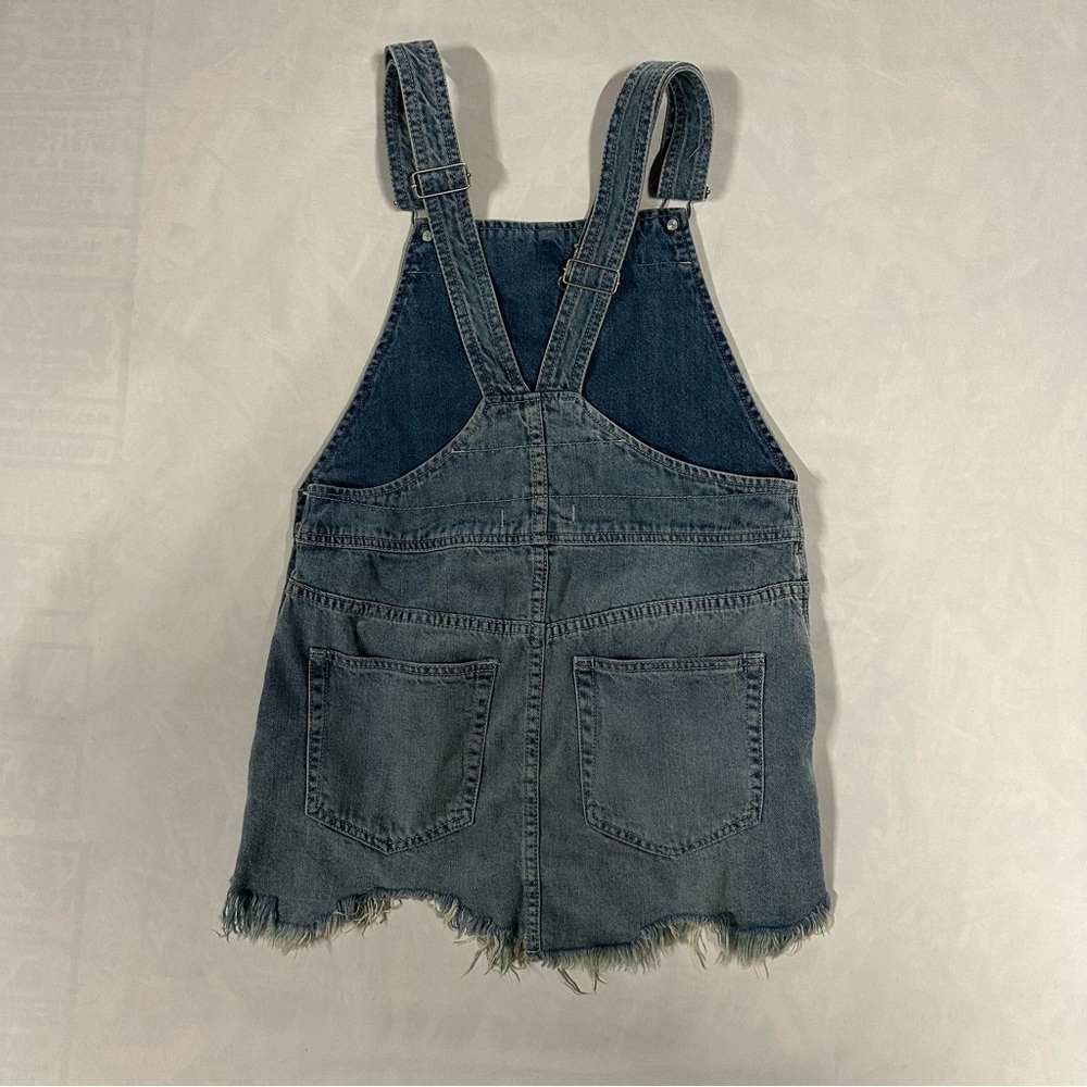 Free People Torn Up Denim Jumper/ Overall dress women’s 4 - Picture 5 of 6